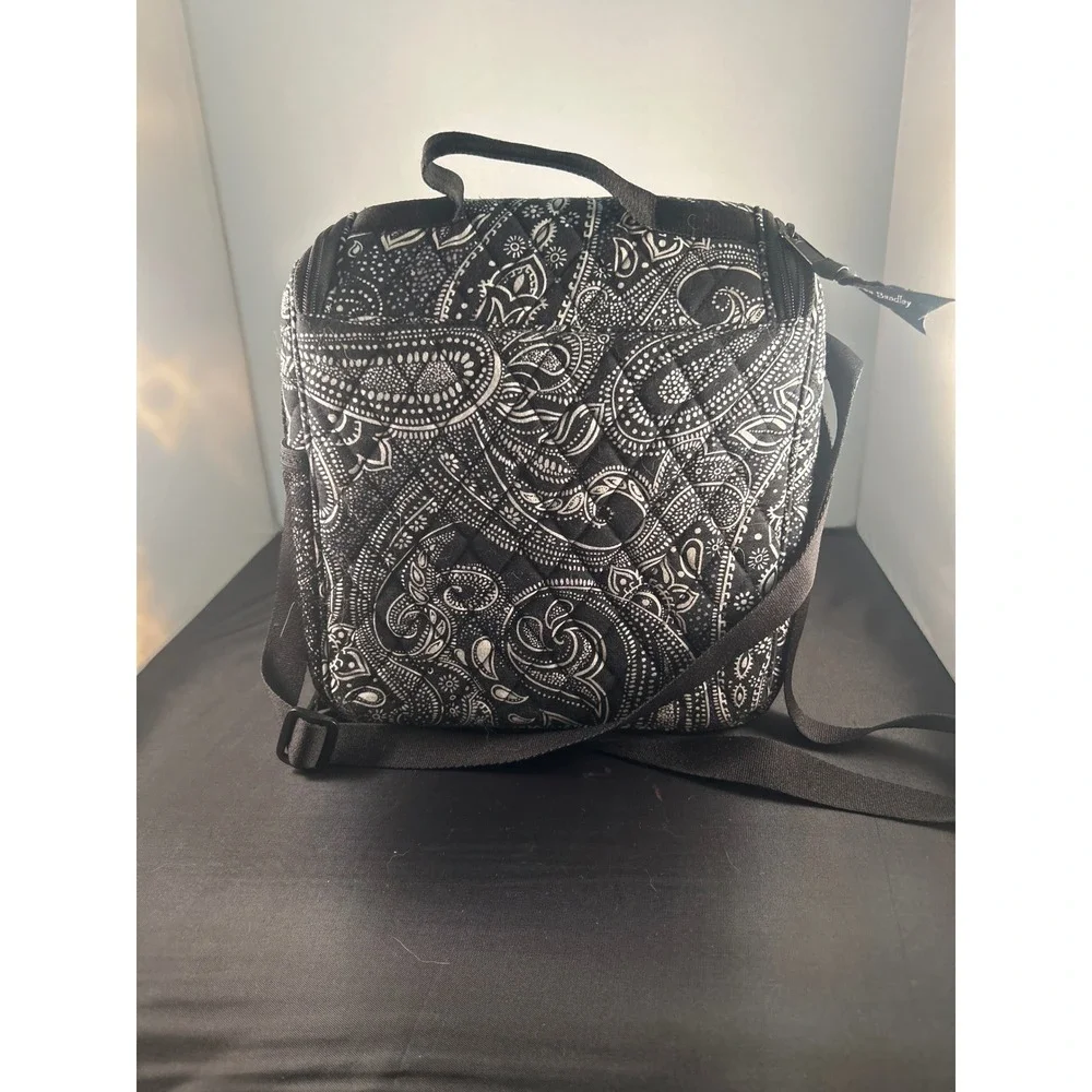 Vera Bradley Black & White Paisley Lunch Box Cooler‎ Bag Top Handle Strap